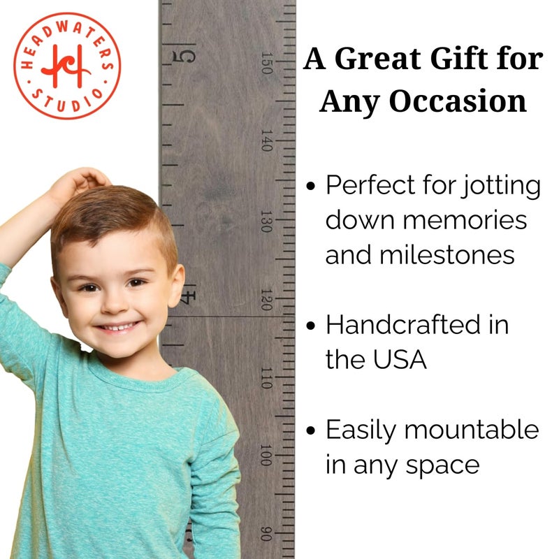 Headwaters Studio Growth Chart for Wall - Height Chart for Kids, Growth Chart for Kids, Measuring Board for Kids Height, Wooden Growth Chart for Wall, Height Measurement for Wall - Gray (63"x6.7") - Image 2